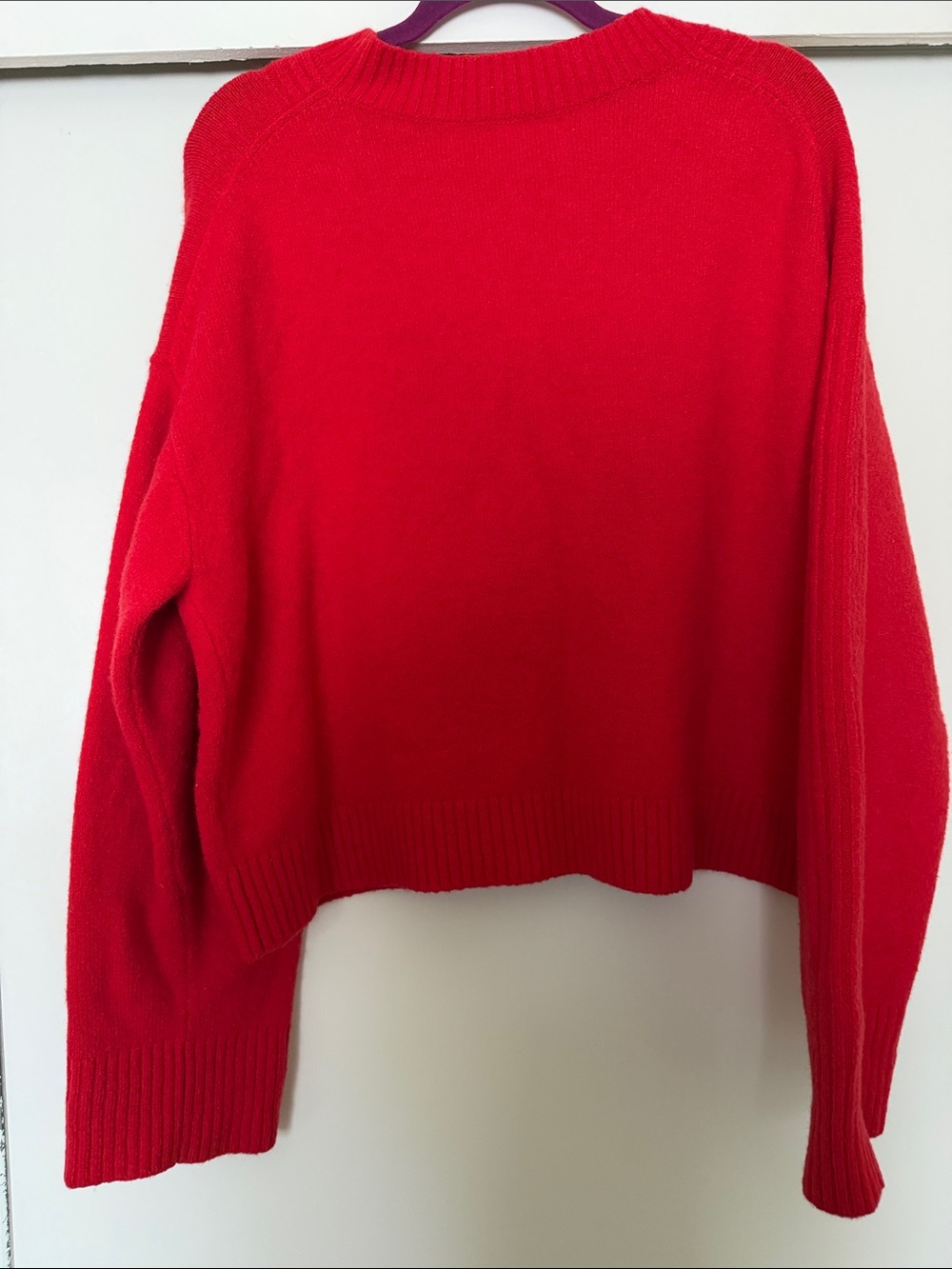 J. Crew Bright Red V-Neck Ribbed Sweater merino wool and alpaca blend - Picture 5 of 6